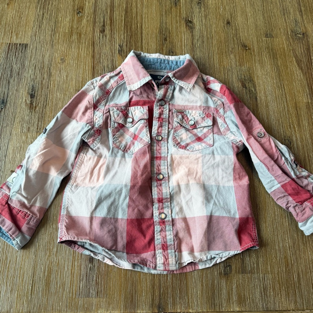 3/20$ Buffalo David Bitton Toddler Plaid Shirt with Pearl Snaps size 3